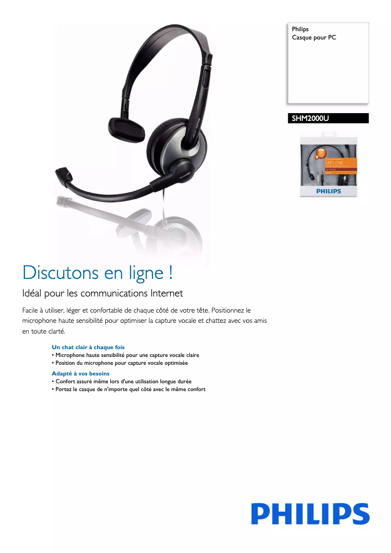 Page n°1 - Fiche technique Philips SHM2000U