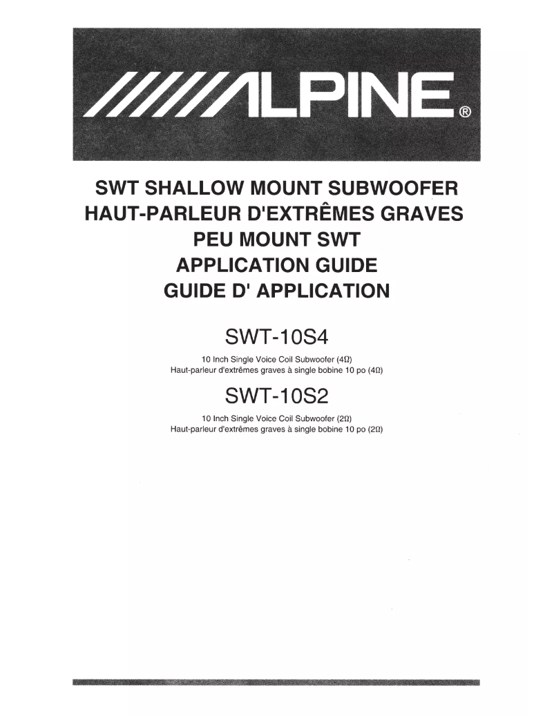 Page 1 de la notice Manuel utilisateur Alpine SWT-10S2