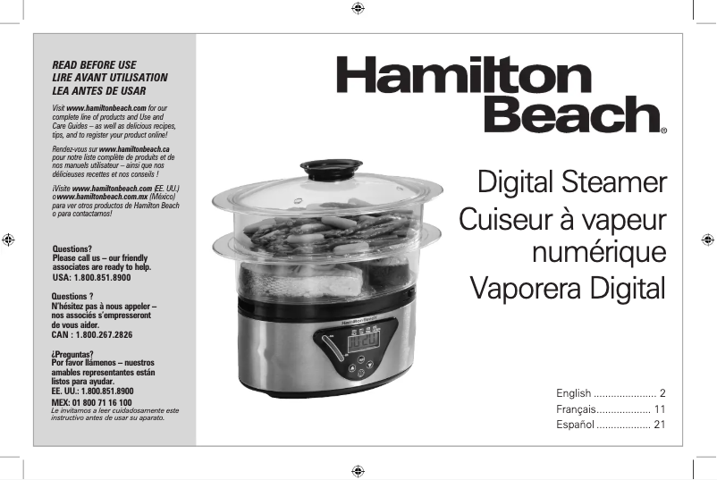 Page 1 de la notice Manuel utilisateur Hamilton Beach 37530A