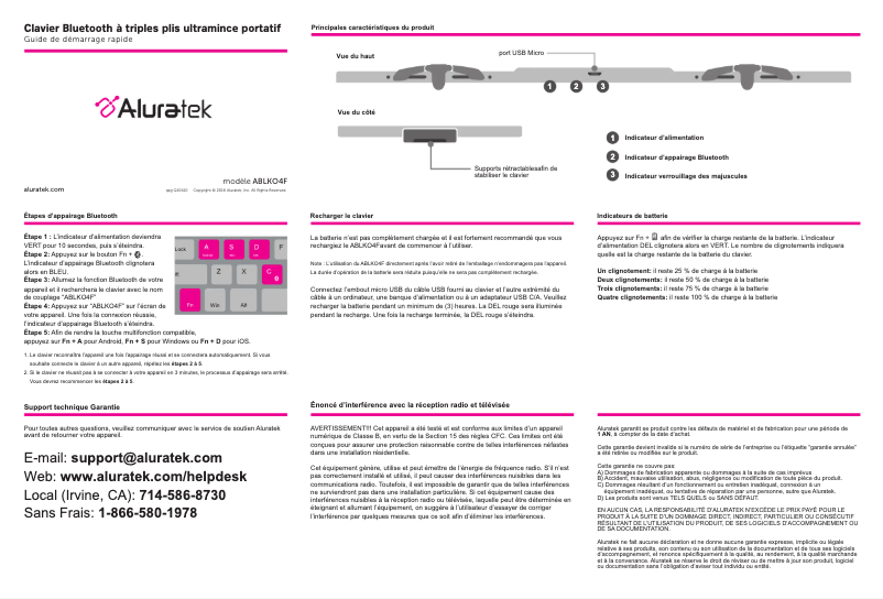 Image de la première page du manuel de l'appareil ABLKO4F