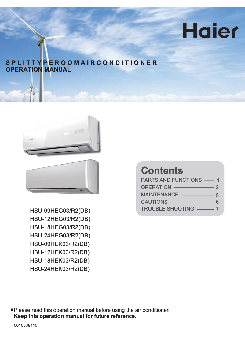 Página 1 del manual Manual de usuario Haier HSU-12HEG03/R2(DB)