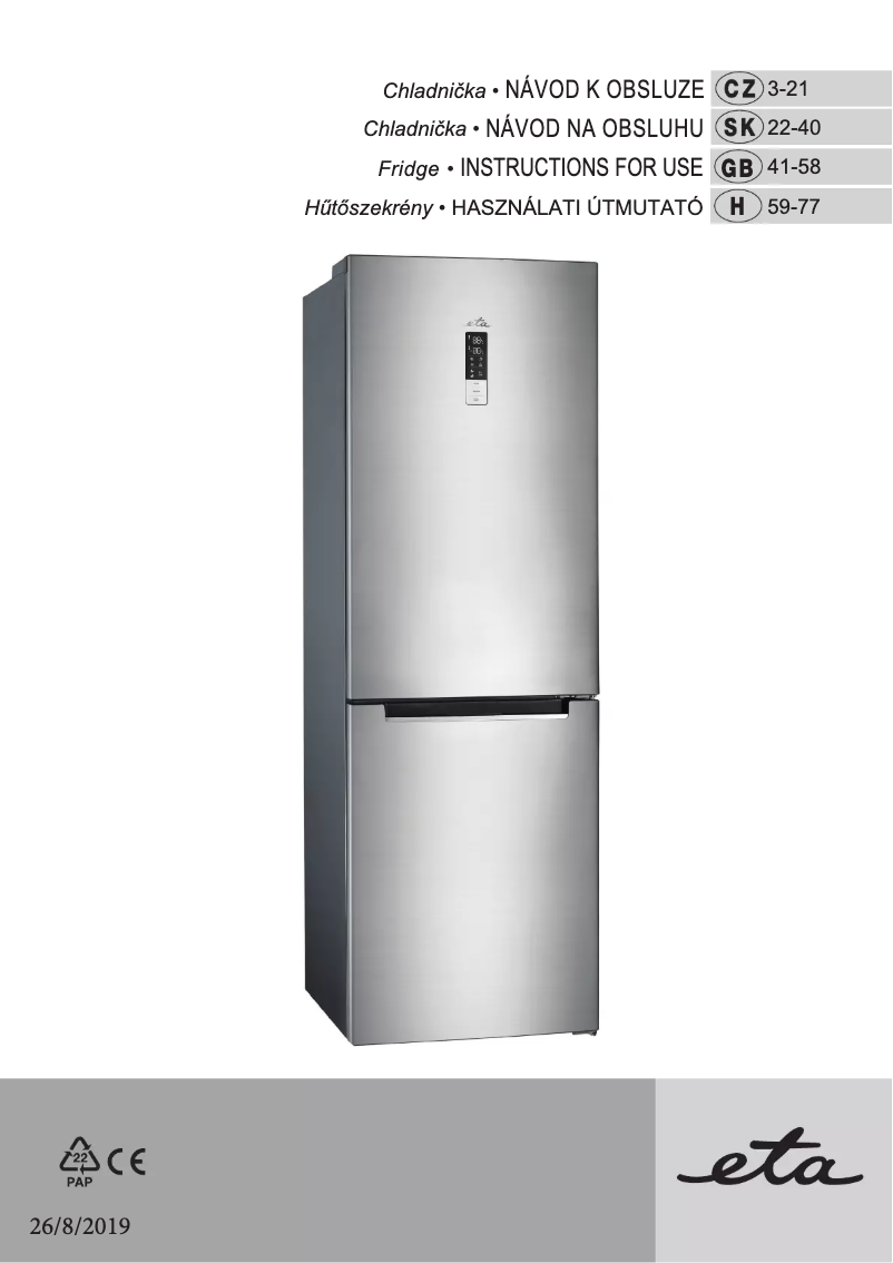 Page 1 de la notice Manuel utilisateur Eta 236290010