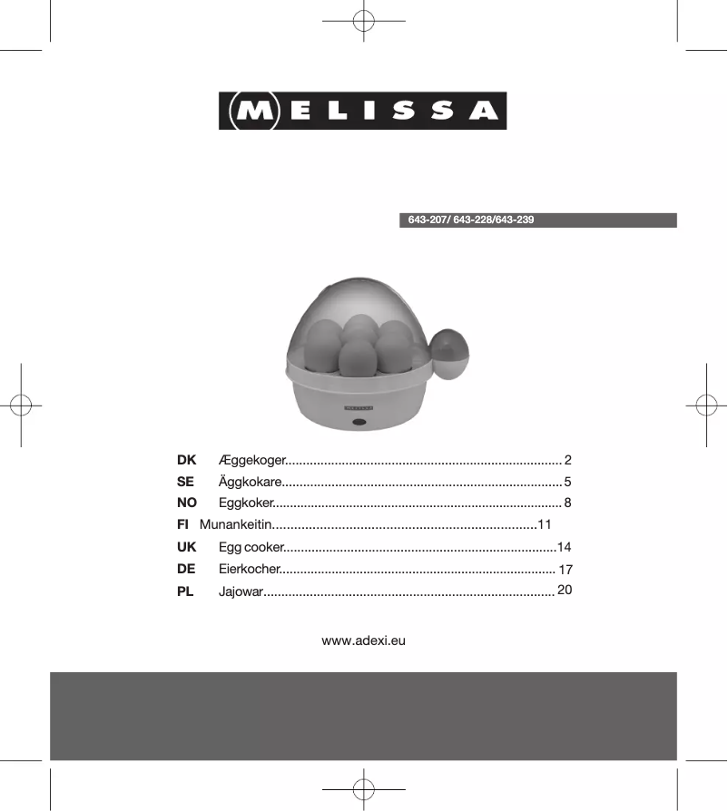 Page 1 de la notice Manuel utilisateur Melissa 643-228