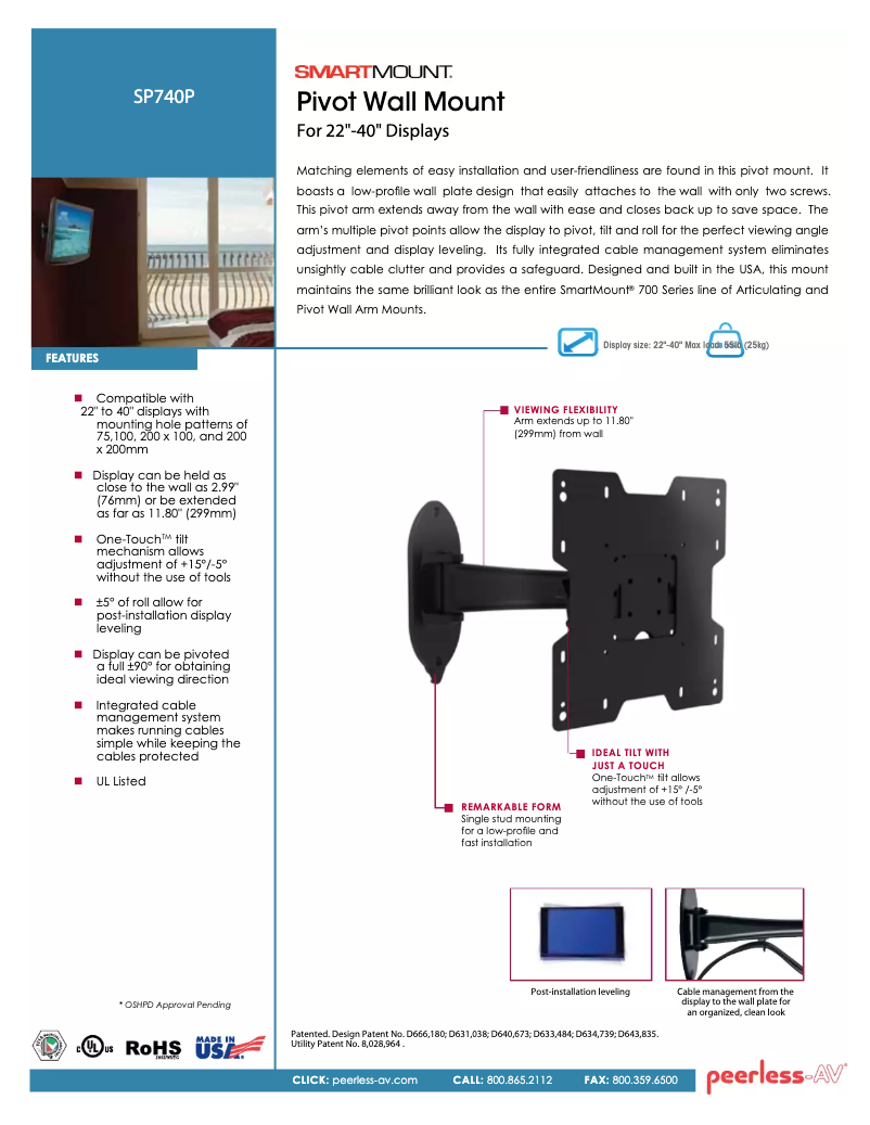 Page n°1 - Manuel utilisateur Peerless-AV SP740P