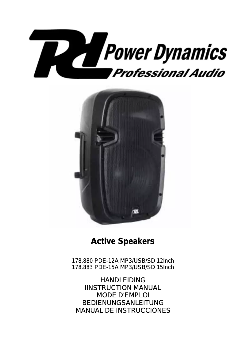 Page 1 de la notice Manuel utilisateur Power Dynamics Active Speaker PDE 15A