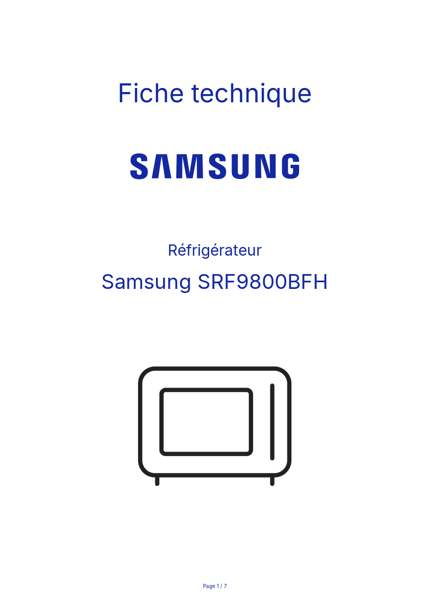 Page n°1 - Fiche technique Samsung SRF9800BFH