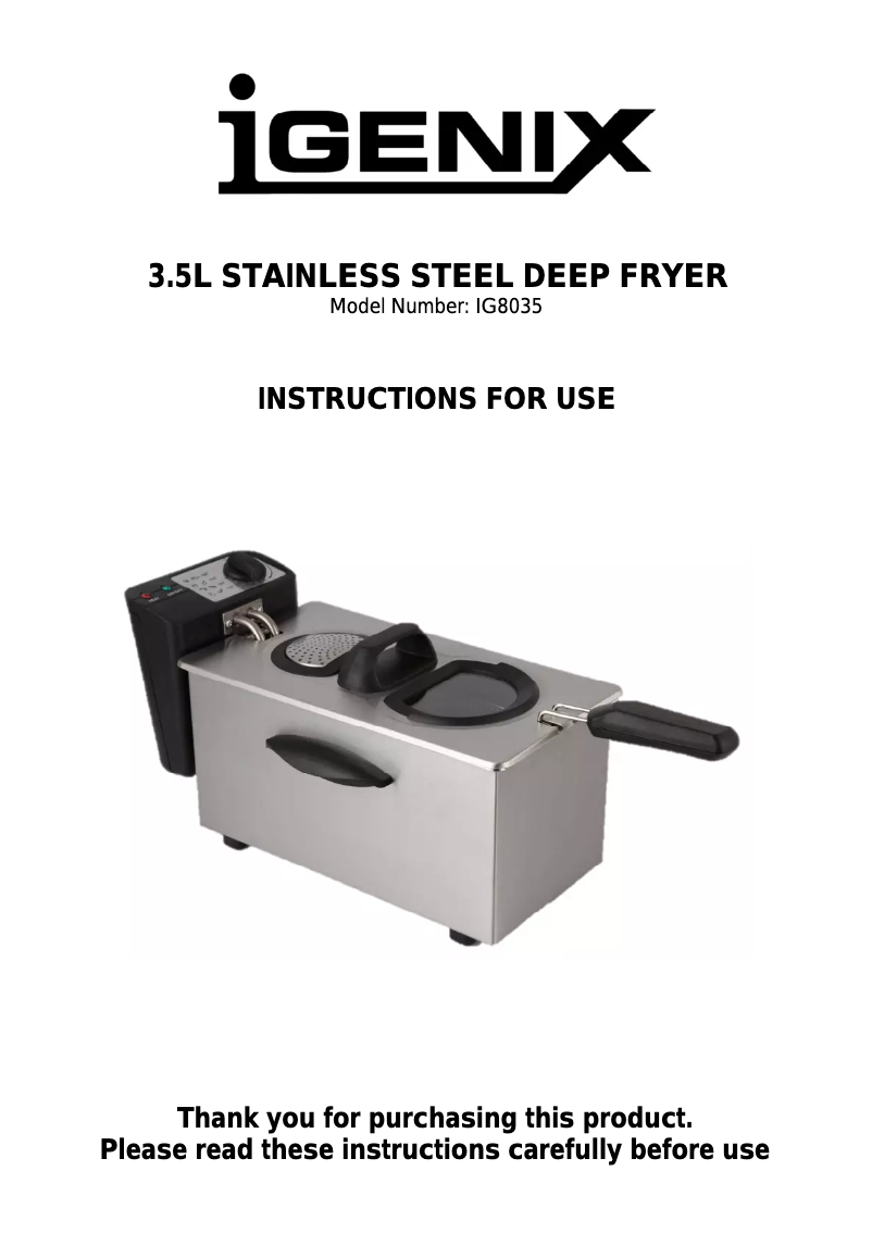 Page 1 de la notice Manuel utilisateur Igenix IG8035