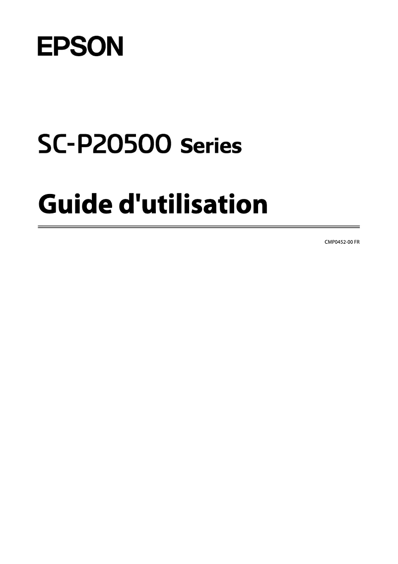 Page 1 de la notice Manuel utilisateur Epson SureColor SC-P20500
