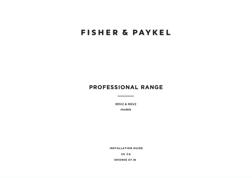 Page n°1 - Guide d'installation Fisher & Paykel RGV2-486GL