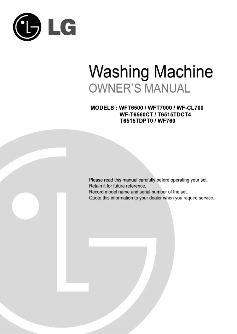 Page n°1 - Manuel utilisateur LG T6515TDHT0