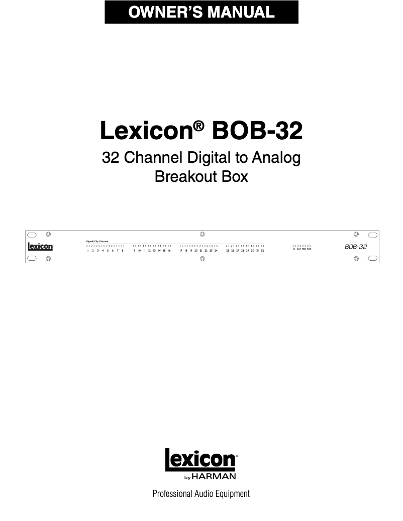 Page 1 de la notice Manuel utilisateur Lexicon BOB-32