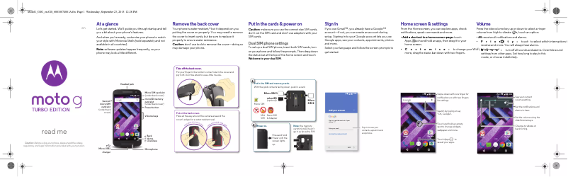 Page 1 de la notice Guide d'installation Motorola Moto G3 Turbo