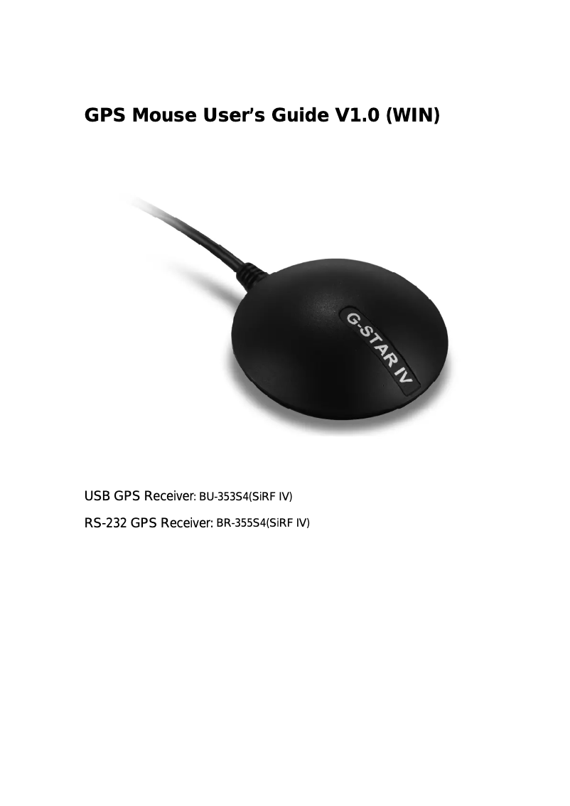 Page n°1 - Manuel utilisateur GlobalSat BU-353S4
