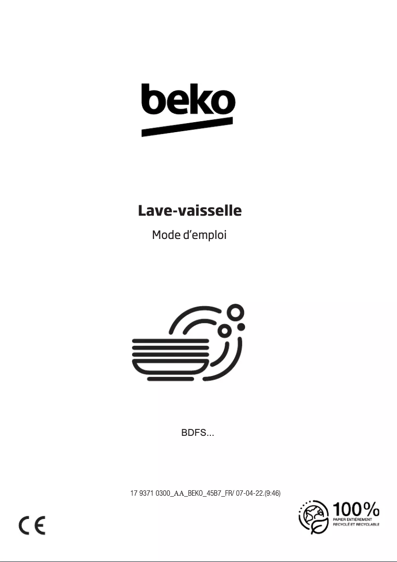 Page 1 de la notice Manuel utilisateur Beko BDFS26120WQ