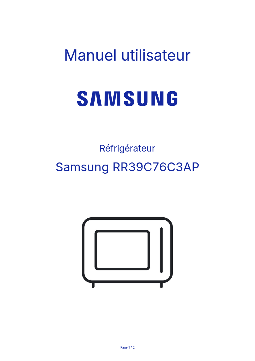 Page n°1 - Manuel utilisateur Samsung RR39C76C3AP