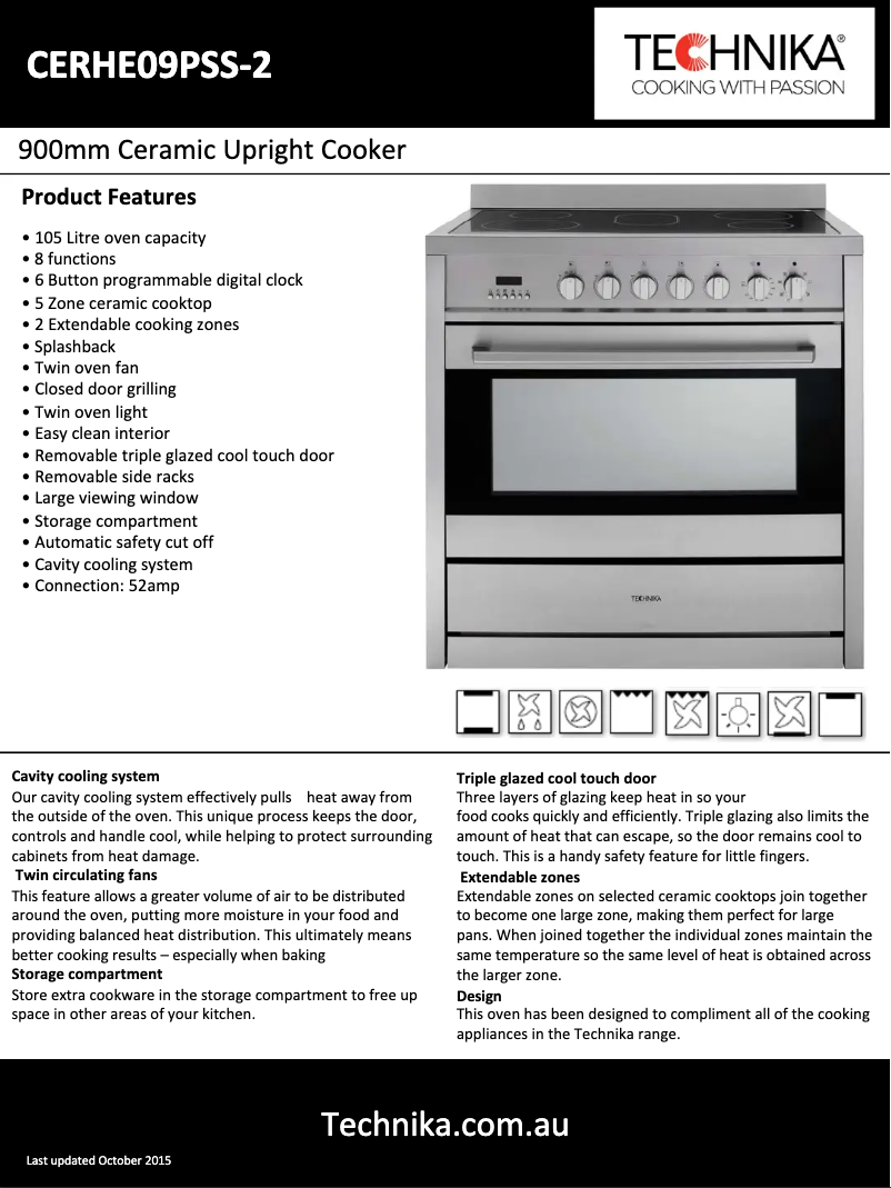 Page 1 de la notice Fiche technique Technika CERHE09PSS-2