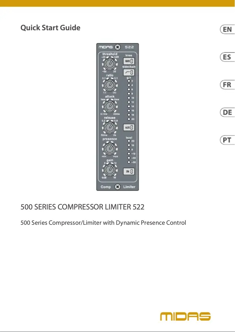 Page 1 de la notice Manuel utilisateur Midas Compressor Limiter 522 V2