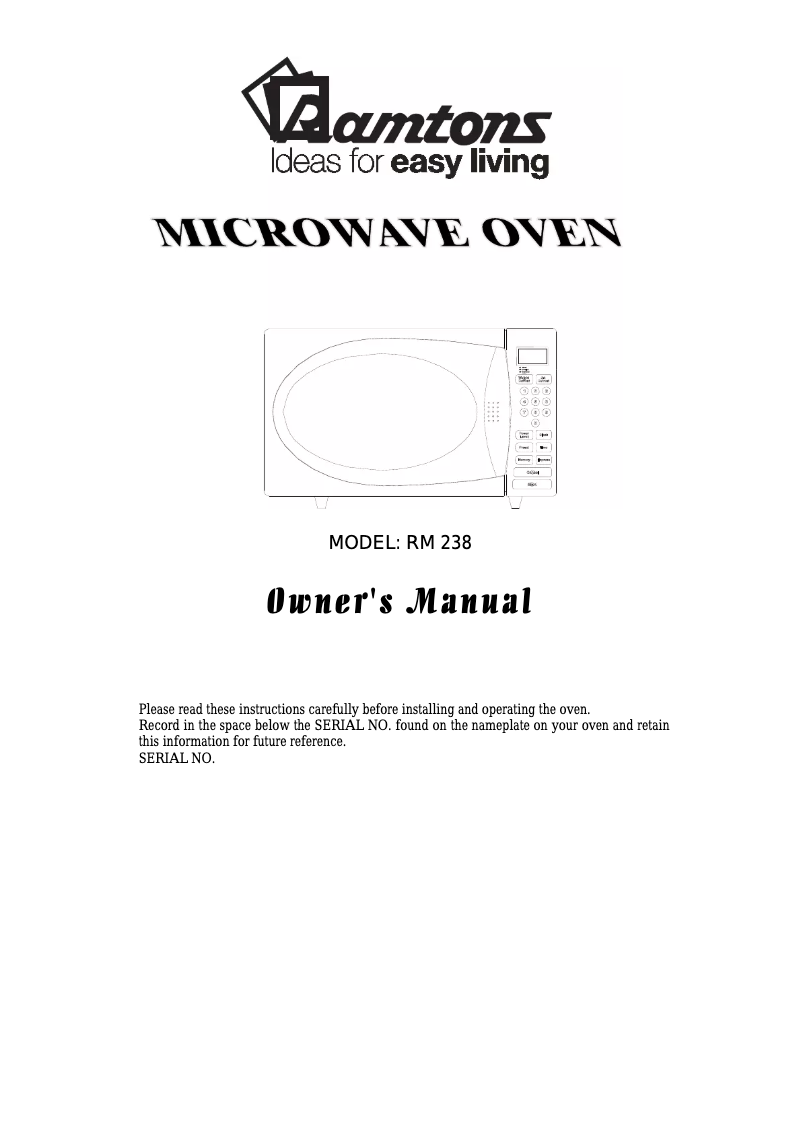 Page 1 de la notice Manuel utilisateur Ramtons RM/238