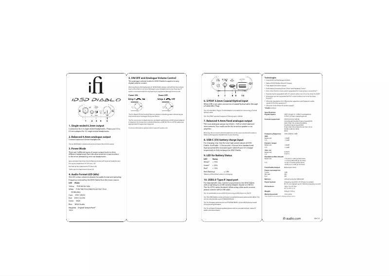 Image de la première page du manuel de l'appareil iDSD Diablo
