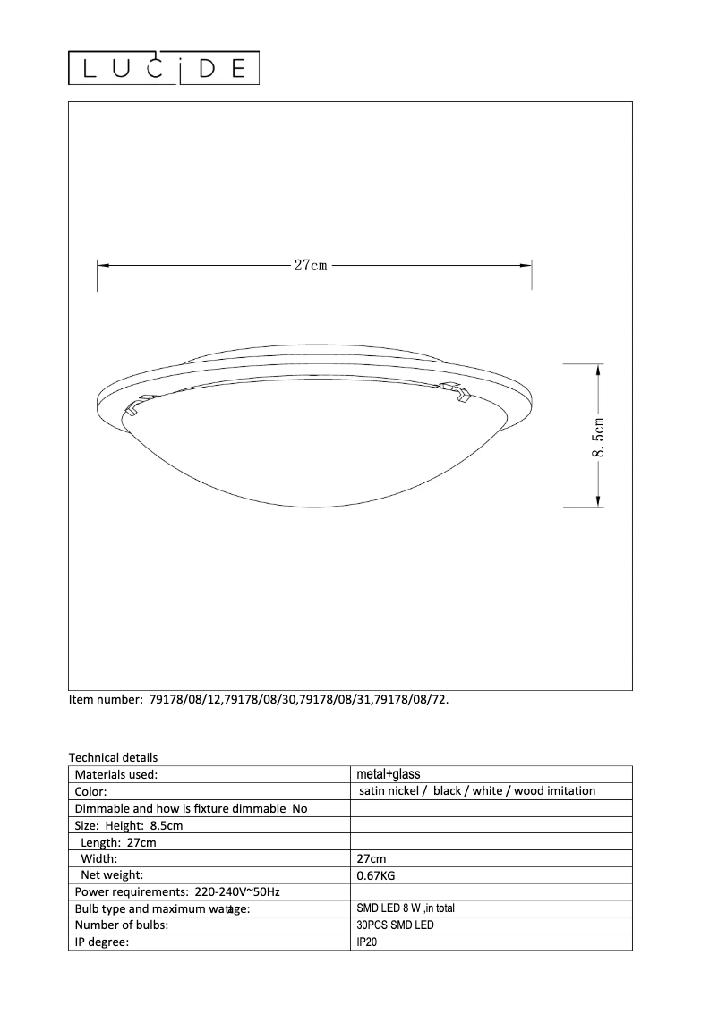 Page 1 de la notice Manuel utilisateur Lucide Rune 79178/08/72