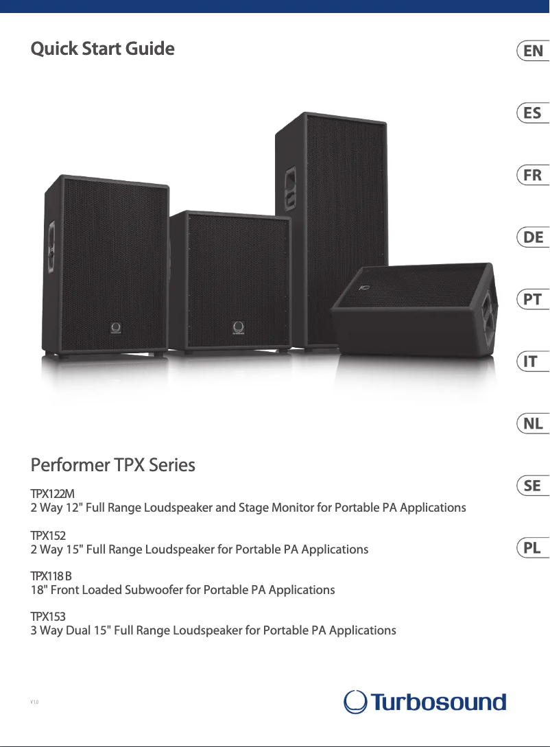 Page n°1 - Guide de démarrage rapide Turbosound Performer TPX152