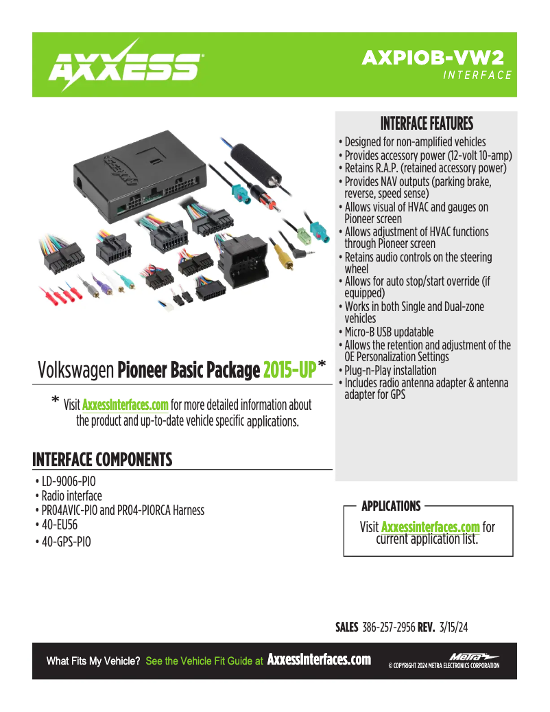 Página 1 del manual Ficha técnica AXESS AXPIOB-VW2