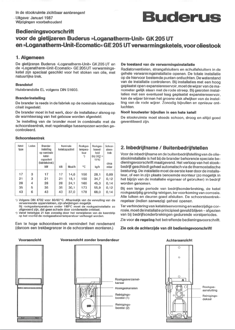 Page n°1 - Manuel utilisateur Buderus GE205 UT