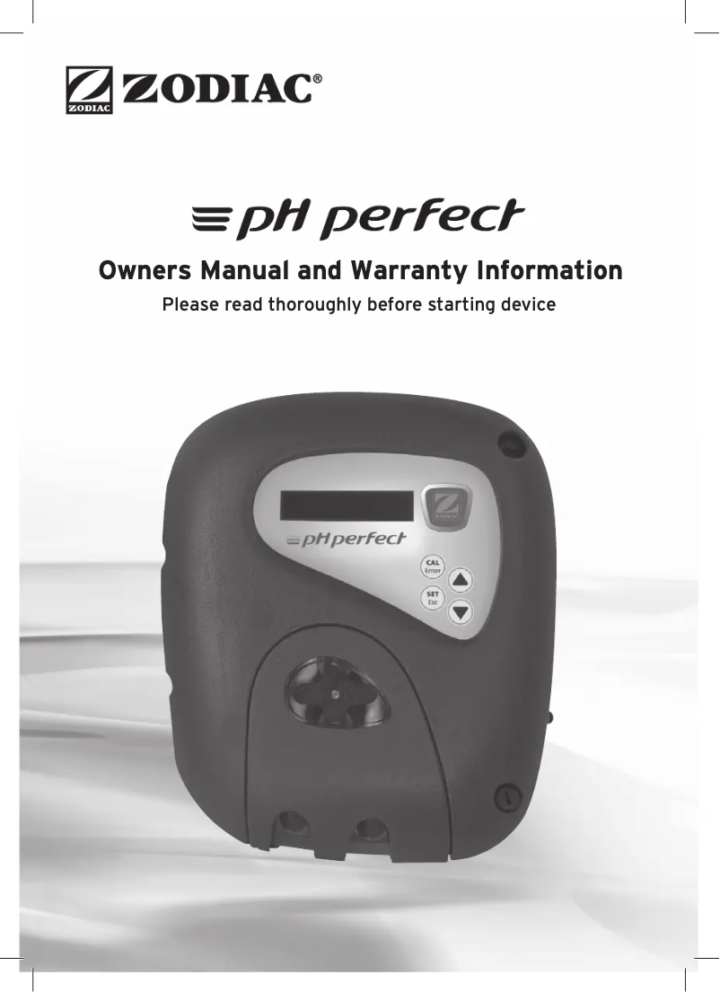 Page 1 de la notice Manuel utilisateur Zodiac pH Perfect