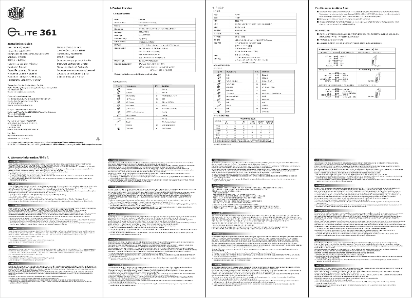 Page 1 de la notice Manuel utilisateur Cooler Master Elite 361
