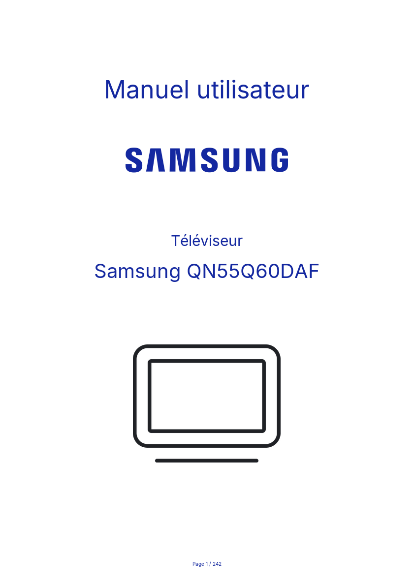 Page 1 de la notice Manuel utilisateur Samsung QN55Q60DAF
