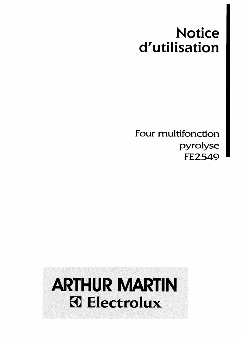 Page 1 de la notice Manuel utilisateur Arthur Martin-Electrolux FE 2549 N1