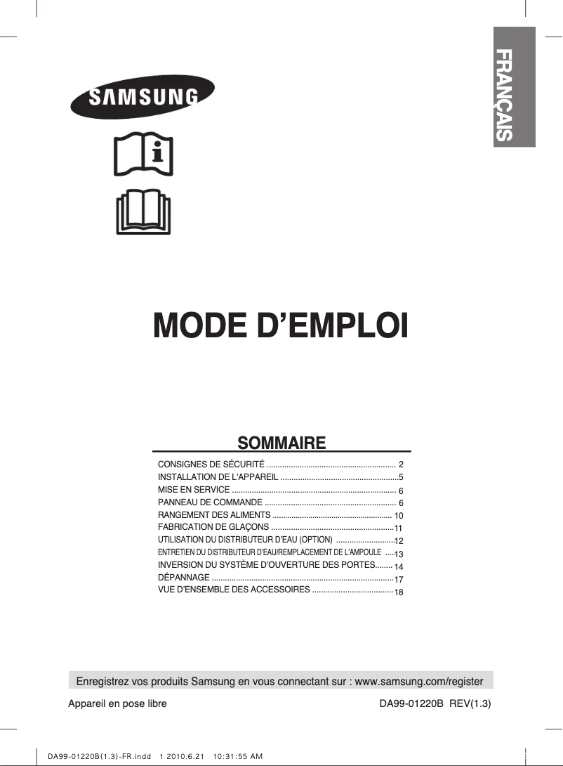 Page 1 de la notice Manuel utilisateur Samsung RL43WCPS