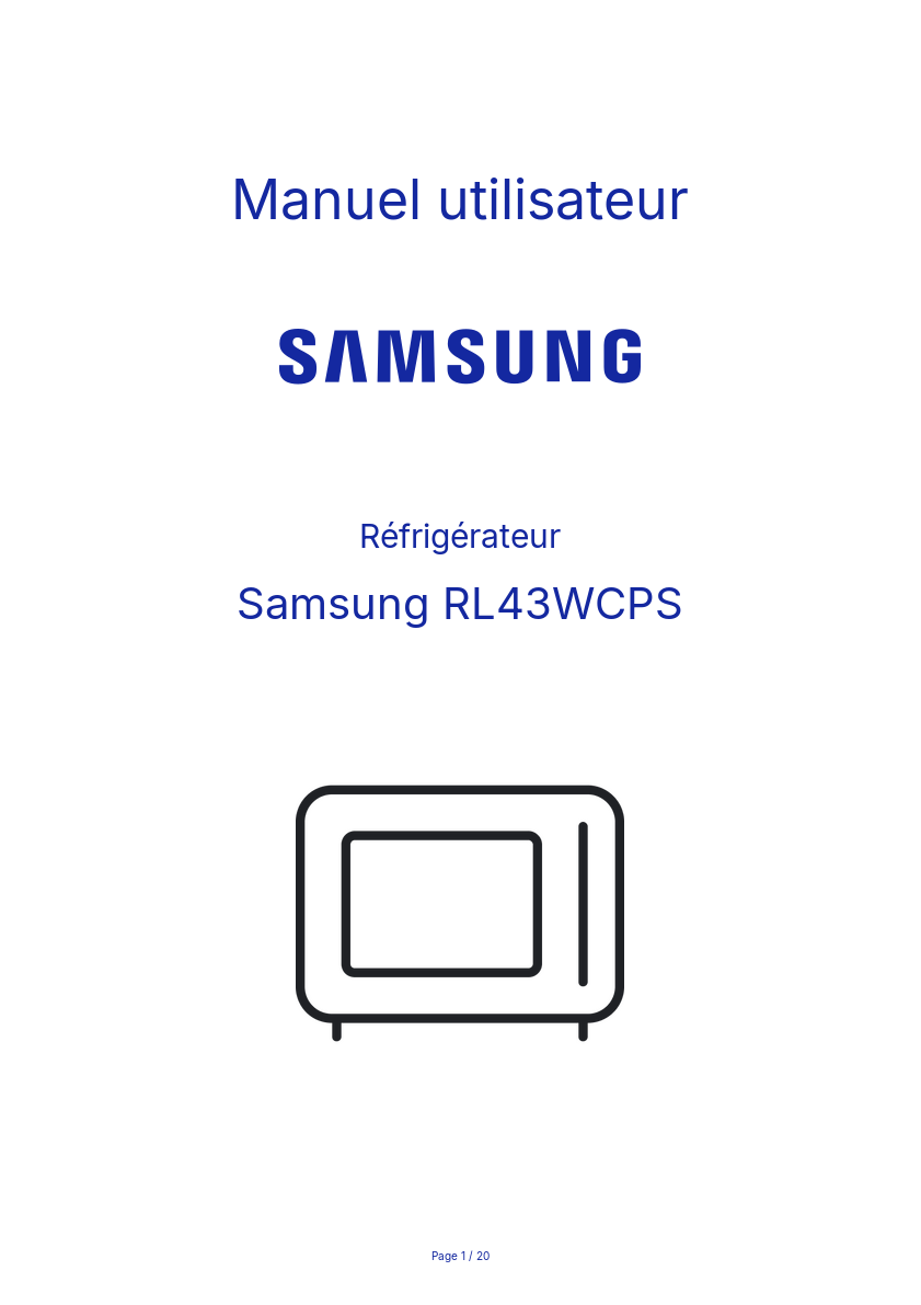 Page n°1 - Manuel utilisateur Samsung RL43WCPS