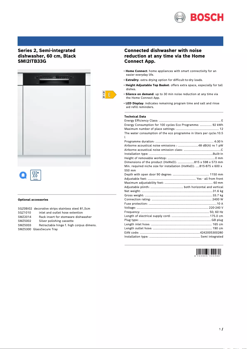 Image de la première page du manuel de l'appareil Serie 2 SMI2ITB33G