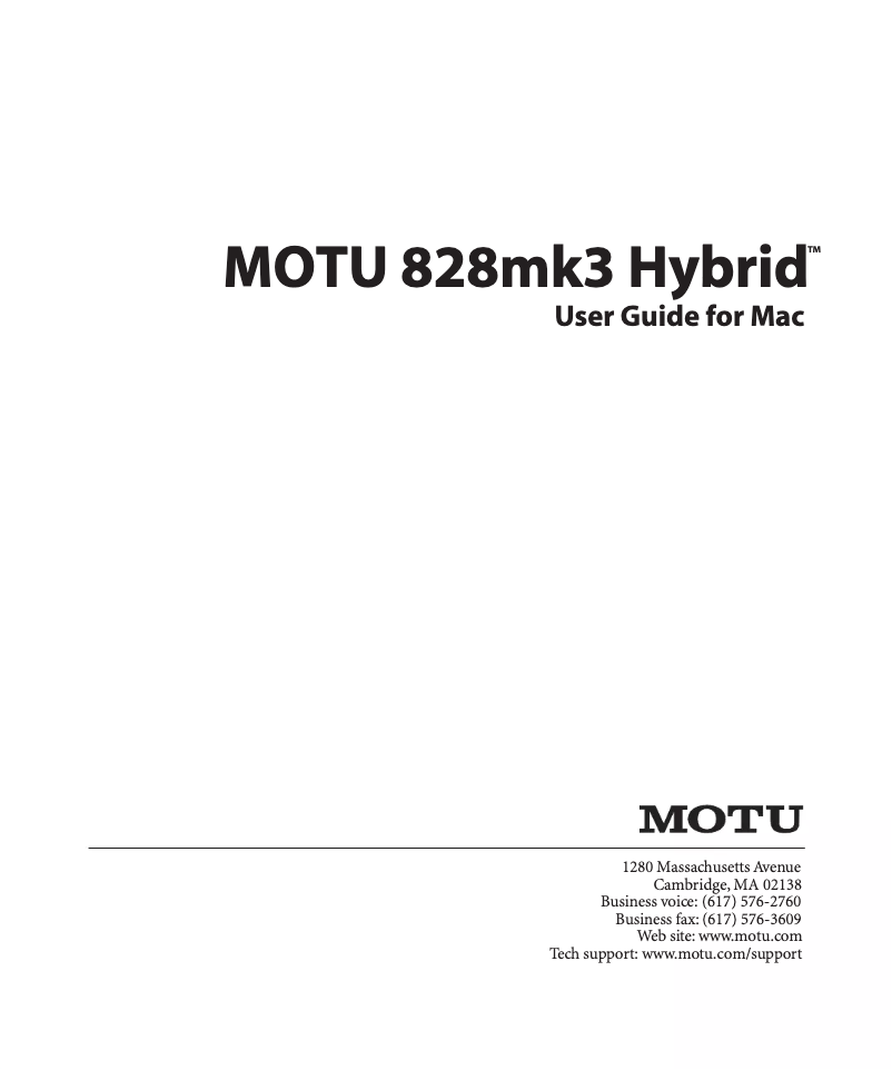 Página 1 del manual Manual de usuario Motu 828mk3 Hybrid