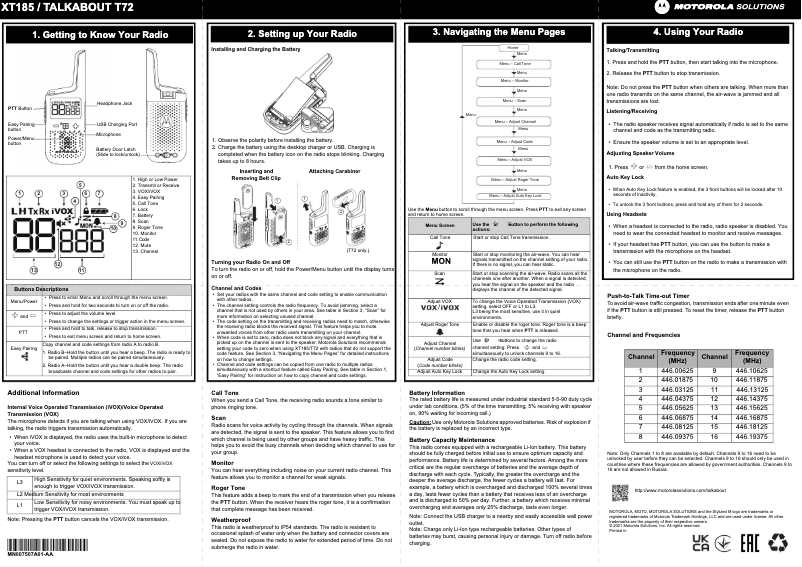 Page 1 de la notice Manuel utilisateur Motorola XT185