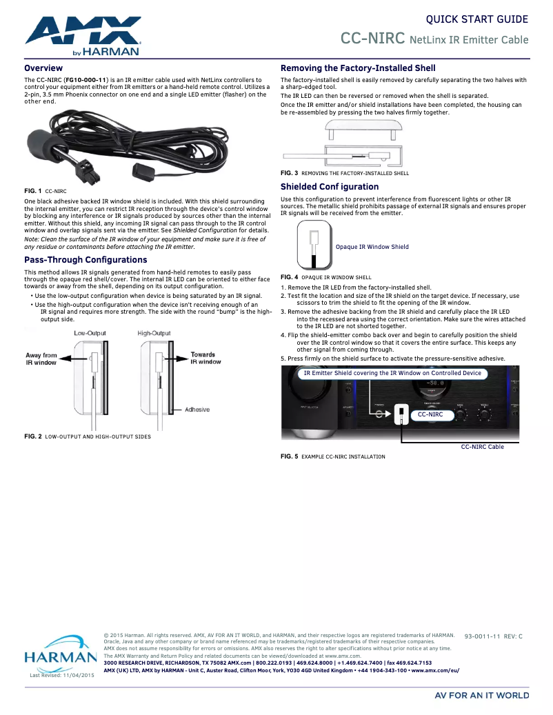 Page n°1 - Guide de démarrage rapide AMX CC-NIRC