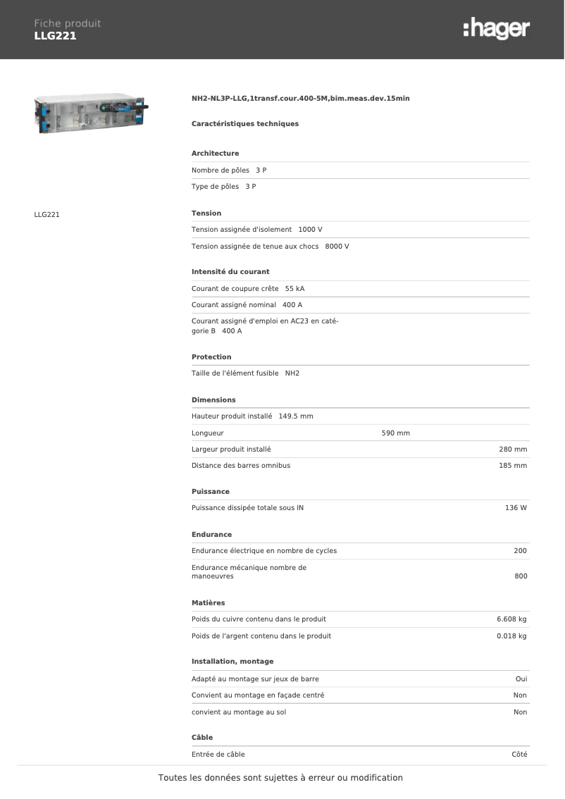 Image de la première page du manuel de l'appareil LLG221