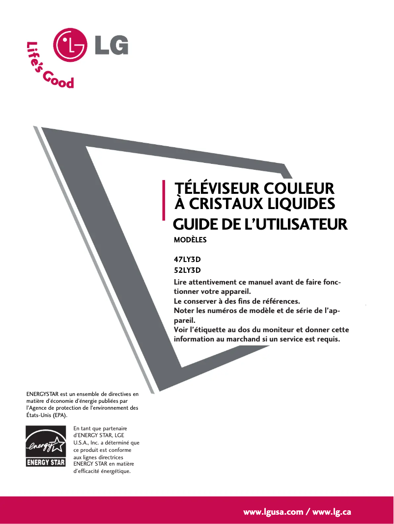 Imagen de la primera página del manual del dispositivo 47LY3DF