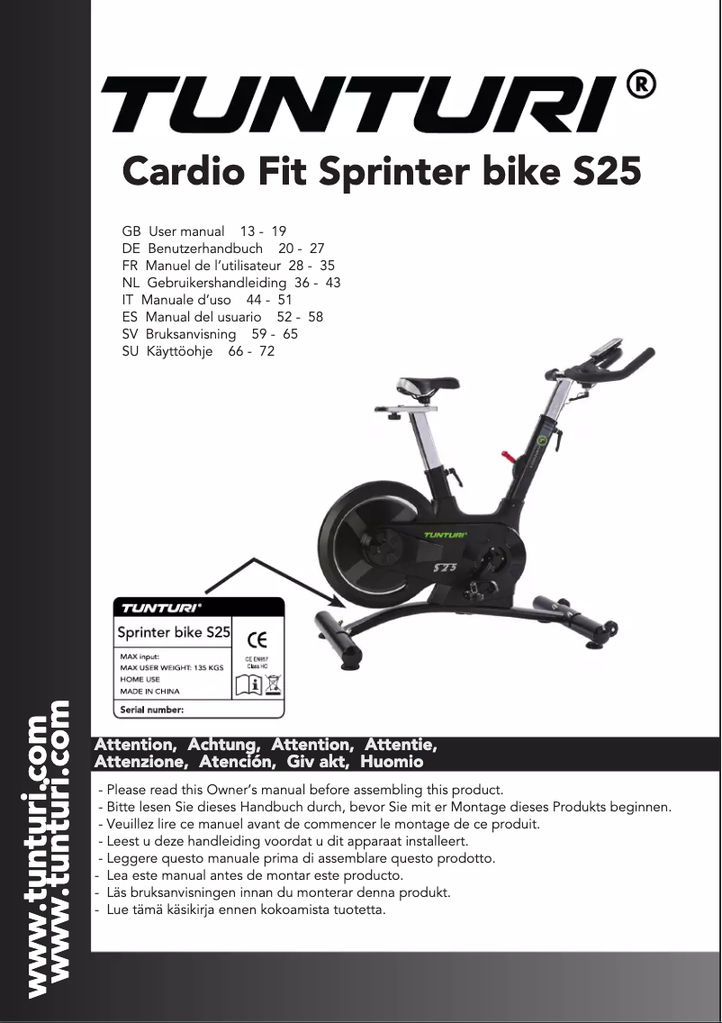 Image de la première page du manuel de l'appareil Cardio Fit S25