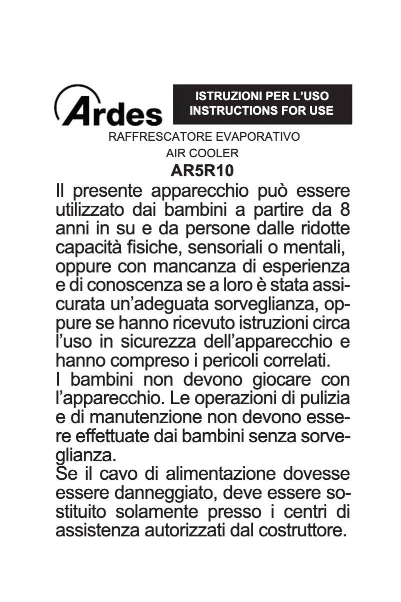 Page n°1 - Manuel utilisateur Ardes 5R10