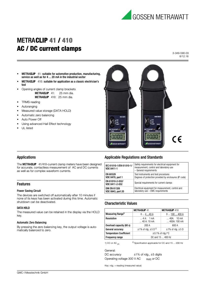 Image de la première page du manuel de l'appareil MetraClip 41