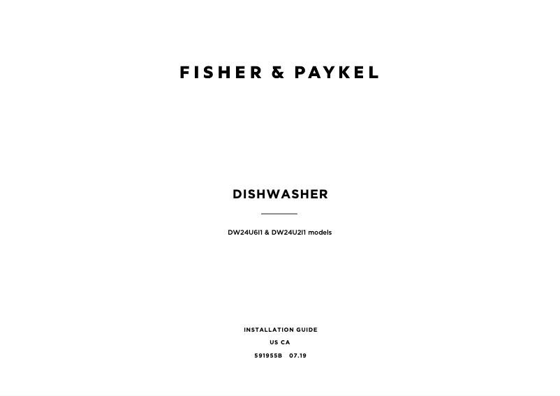Page n°1 - Guide d'installation Fisher & Paykel DW24U2I1