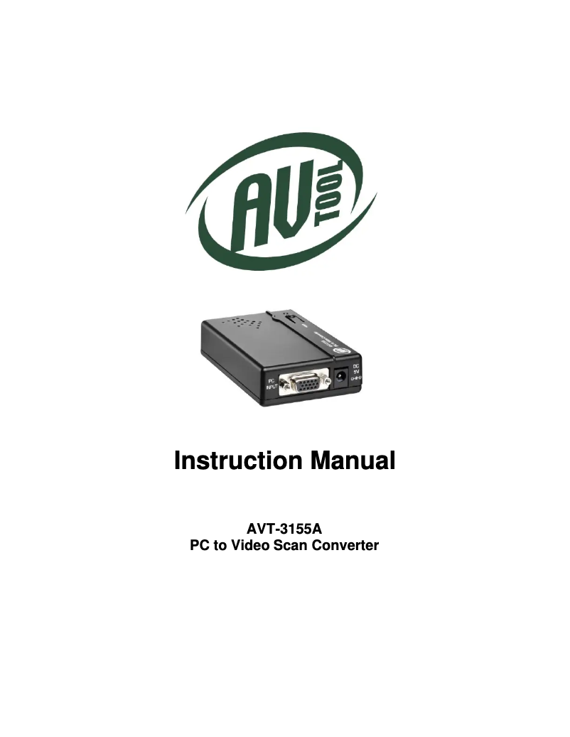 Page n°1 - Manuel utilisateur AV Tool AVT-3155A
