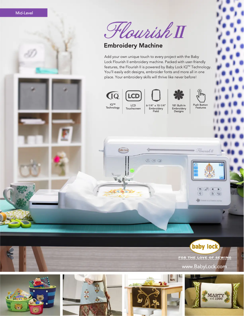 Page 1 de la notice Fiche technique Baby Lock Flourish II
