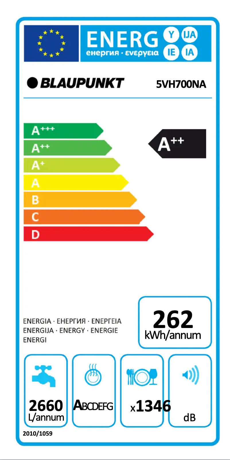 Page n°1 - Label énergétique Blaupunkt 5VH700NA