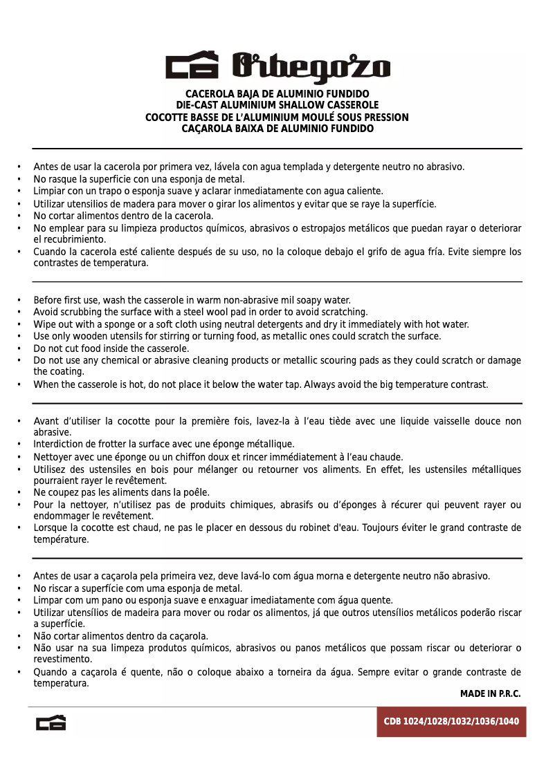 Page 1 of the manual User Manual Orbegozo CDB 1028