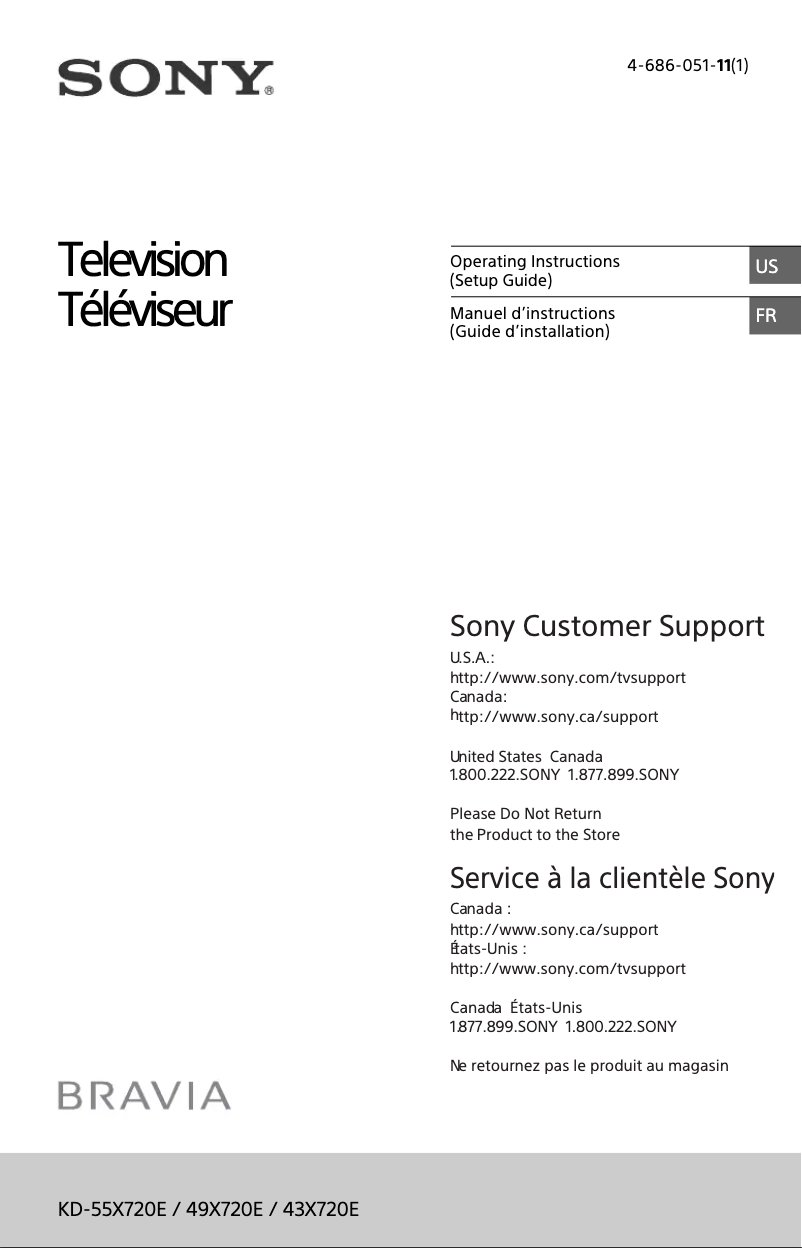 Page 1 de la notice Manuel utilisateur Sony KD-49X720E