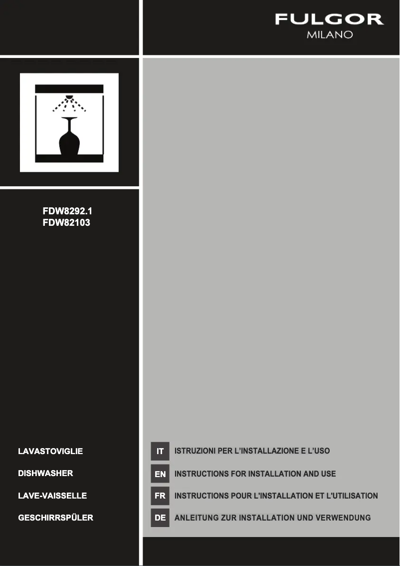 Page n°1 - Guide d'installation Fulgor Milano FDW 8292.1