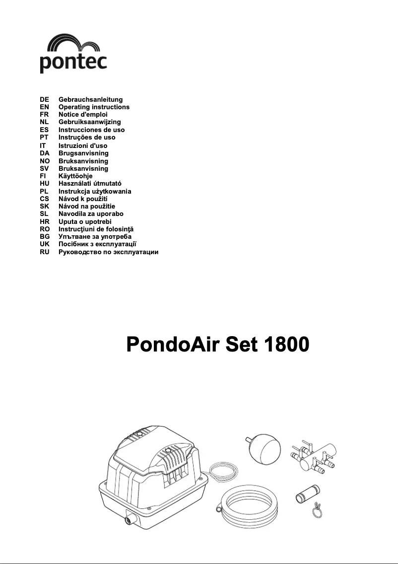 Page n°1 - Manuel utilisateur Pontec PondoAir Set 1800